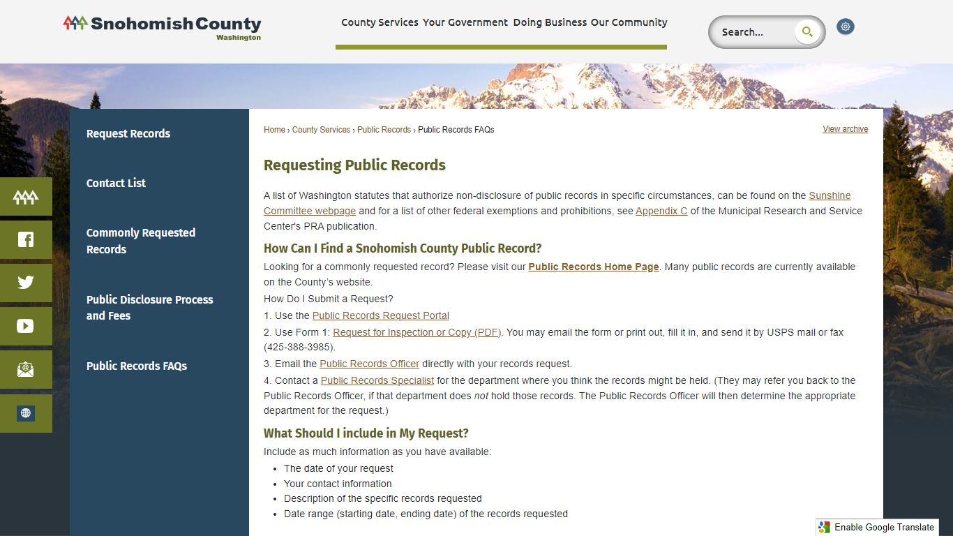 Requesting Public Records - Snohomish County, WA